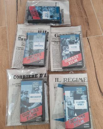 Videocassette vhs e giornali "combat film"