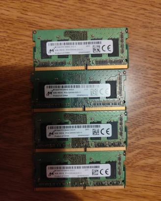 4 RAM Micron DDR4 4GB 3200MHz per Notebook - 16 GB