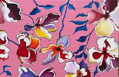 Dipinto Originale "Foglie Blu"