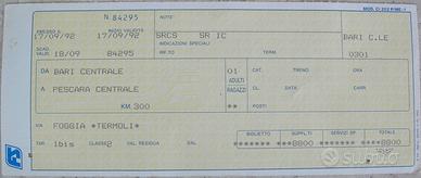 Biglietto treno Bari Centrale Pescara centrale 92