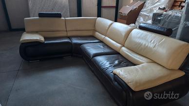 Divano angolare in vera pelle