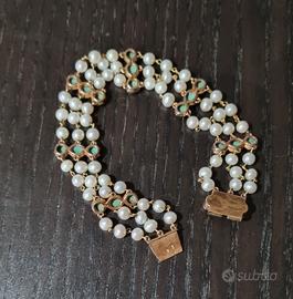 Bracciale perle e smeraldi