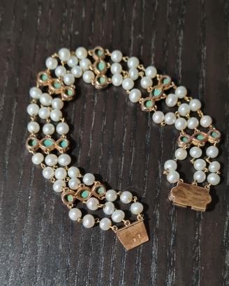 Bracciale perle e smeraldi