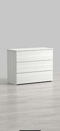 Comò 3 cassetti moderno bianco 109x40 cm