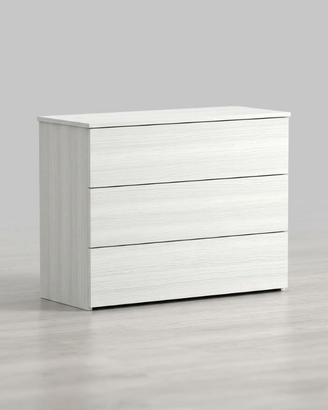 Comò 3 cassetti moderno bianco 109x40 cm
