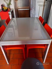 Tavolo allungabile vetro/metallo
