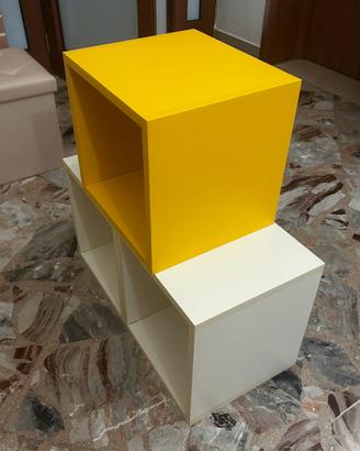 Set 3 cubi modulari in legno da parete o da terra