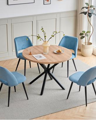 Set sedie colore blu a righe in velluto a  coste