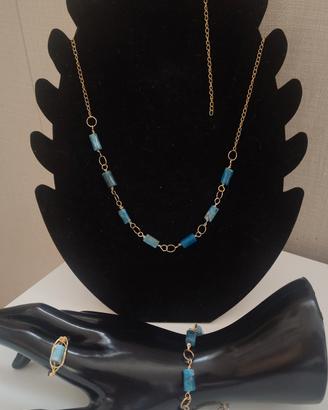 parure apatite collana catena bracciale anello