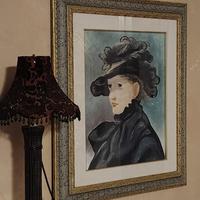 quadro con dipinto ,cornice legno