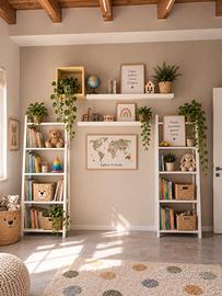 Composizione cameretta JYSK e IKEA con 2 librerie,