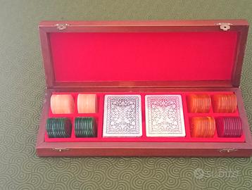 Set poker/bridge scatola vintage in legno