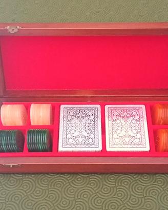 Set poker/bridge scatola vintage in legno
