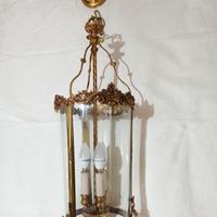 Lampadario stile impero a lanterna vetro curvato