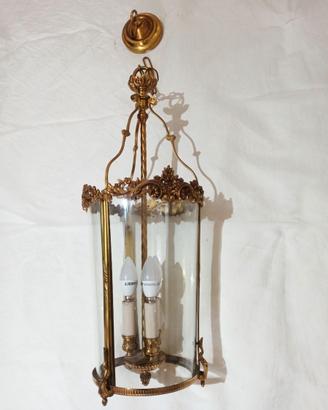 Lampadario stile impero a lanterna vetro curvato