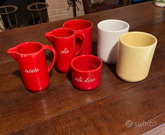 Set cucina ceramiche Rometti olio aceto sale ecc