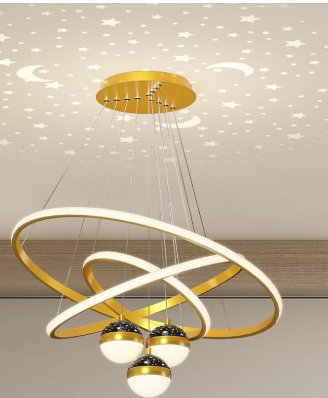 Lampadari a LED da soffitto, 3 luci dorate