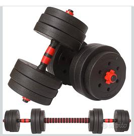 Set di manubri regolabili 2 in 1 con barra bilanci