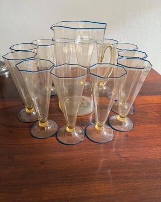 Venini  Set di 6 bicchieri esagonali più borraccia