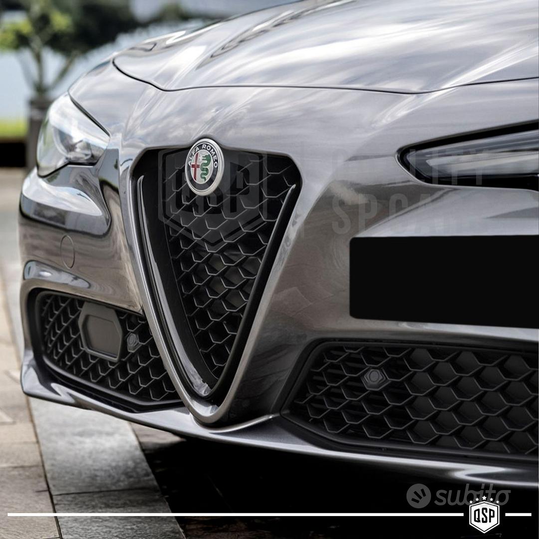 Copertura Griglia Paraurti Anteriore Per Alfa Romeo Giulia 2017-2020, In ABS Nero Lucido, Adesiva - Protezione E Stile