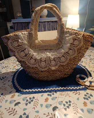 Borsa paglia e cotone