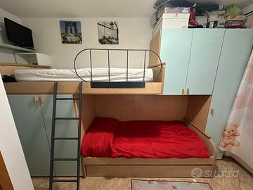 Cameretta letto a ponte con 3 letti