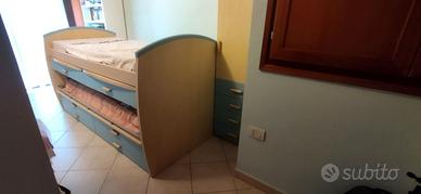 Cameretta completa con letti scorrevoli e armadio