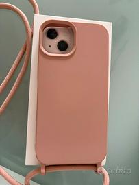 Cover i phone 13 rosa con cordino