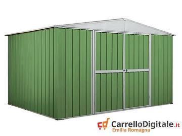 Casetta giardino acciaio 360x260 9mq verde chiaro