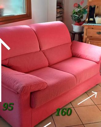 DIVANO 2 Posti in Tessuto Rosso e Poltrona