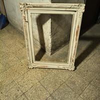 Grande Cornice Ornata Shabby Chic Bianca Decapata 