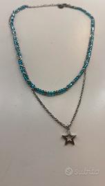 Collana doppia estiva azzurra con stella