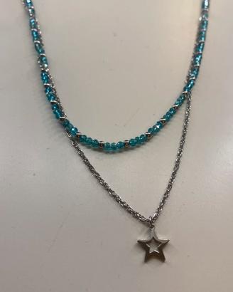 Collana doppia estiva azzurra con stella