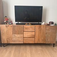Credenza mobile TV per soggiorno in legno massello