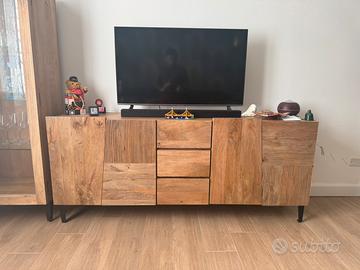 Credenza mobile TV per soggiorno in legno massello