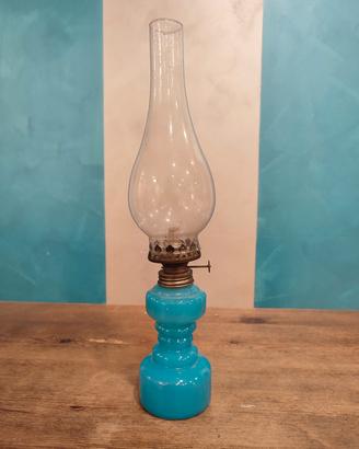 LUME A PETROLIO Vintage in VETRO OPALE Turchese - 