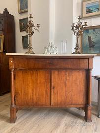 Antica credenza impero lastronata in noce