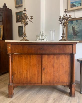 Antica credenza impero lastronata in noce