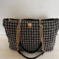 BORSA ROCCOBAROCCO IN TWEED-BIANCO NERO