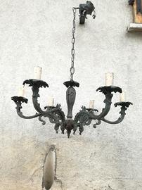 Lampadario antico in bronzo