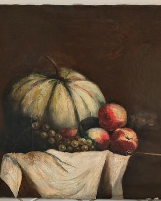 quadro olio su tela "natura morta con  zucca"