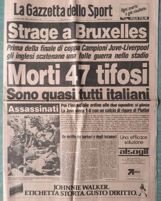 Giornale Tragedia Heysel Gazzetta dello Sport 1985