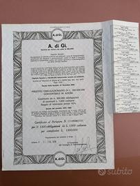 Obbligazione A.di Gi.-Certificato azionario antico
