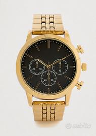 Orologio Uomo Elegante Oro con Quadrante Nero