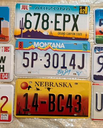 Lotto di nove targhe americane stile vintage