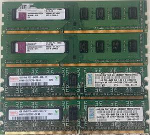 Stock RAM DDR3 e DDR2 - 2GB Kingston e 1GB Hynix