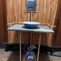 consolle in ferro battuto e marmo antica