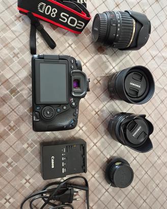 Canon Eos 80d con 3 obiettivi 
