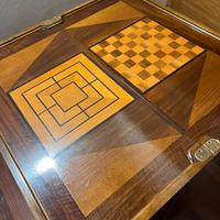 tavolino in legno con scacchiera richiudib vintage