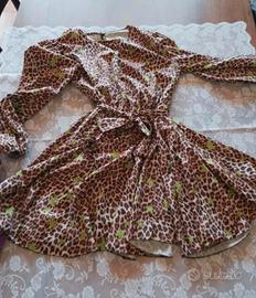 Abito corto leopardato,dettagli neon/green TU